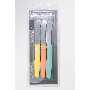 set 3 tartineurs 90 mm corail, vert menthe, jaune citron