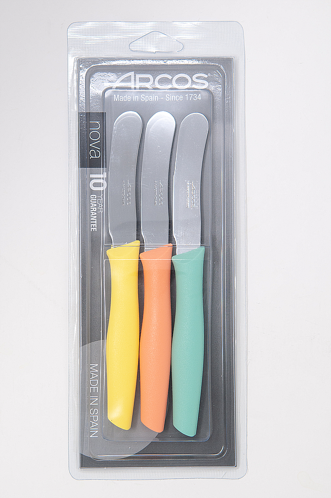 set 3 tartineurs 90 mm corail, vert menthe, jaune citron